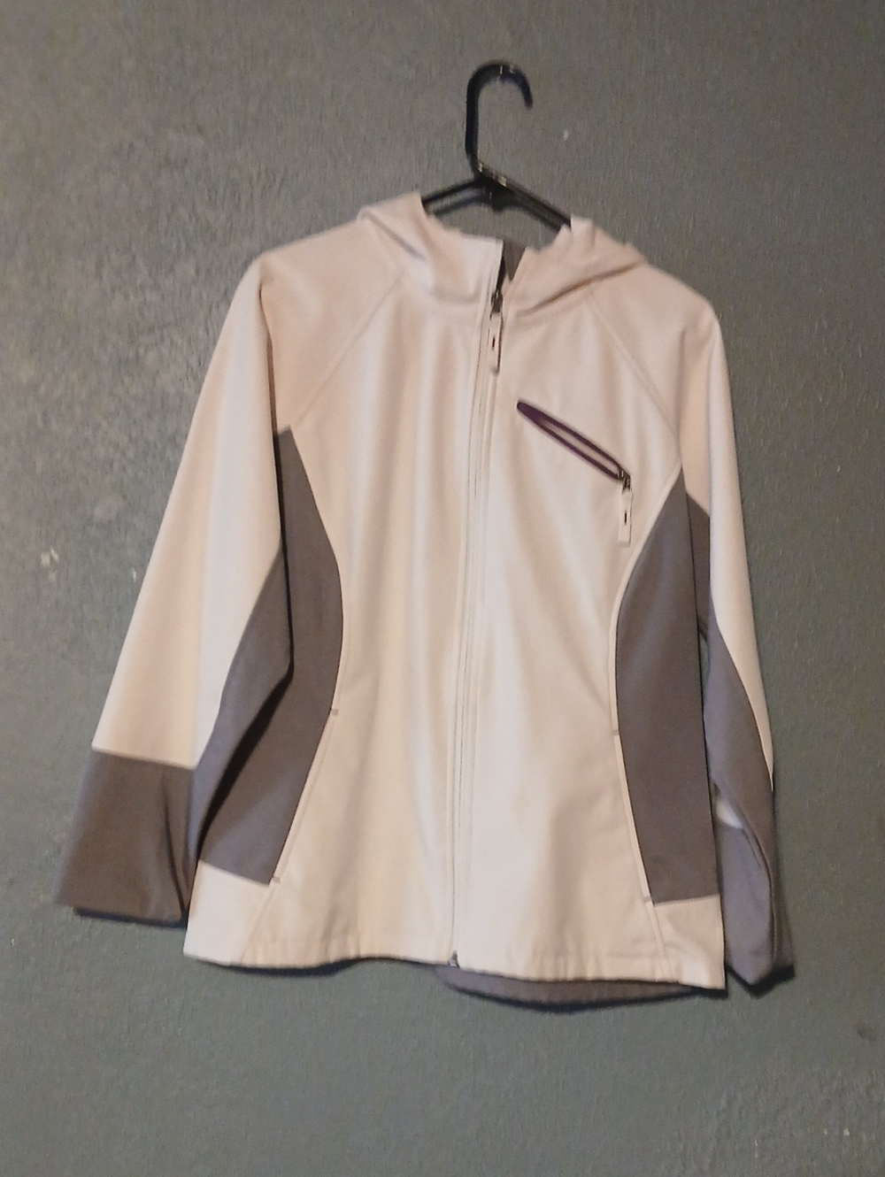 Free Tech White and Gray Zip Front Hooded Jacket